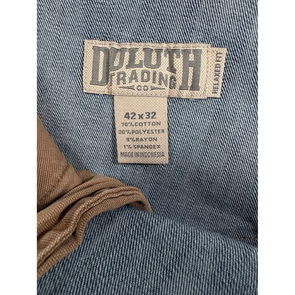 Duluth Trading Co Ballroom Double Flex Jeans Mens 42x32 Relaxed Fit Blue Denim